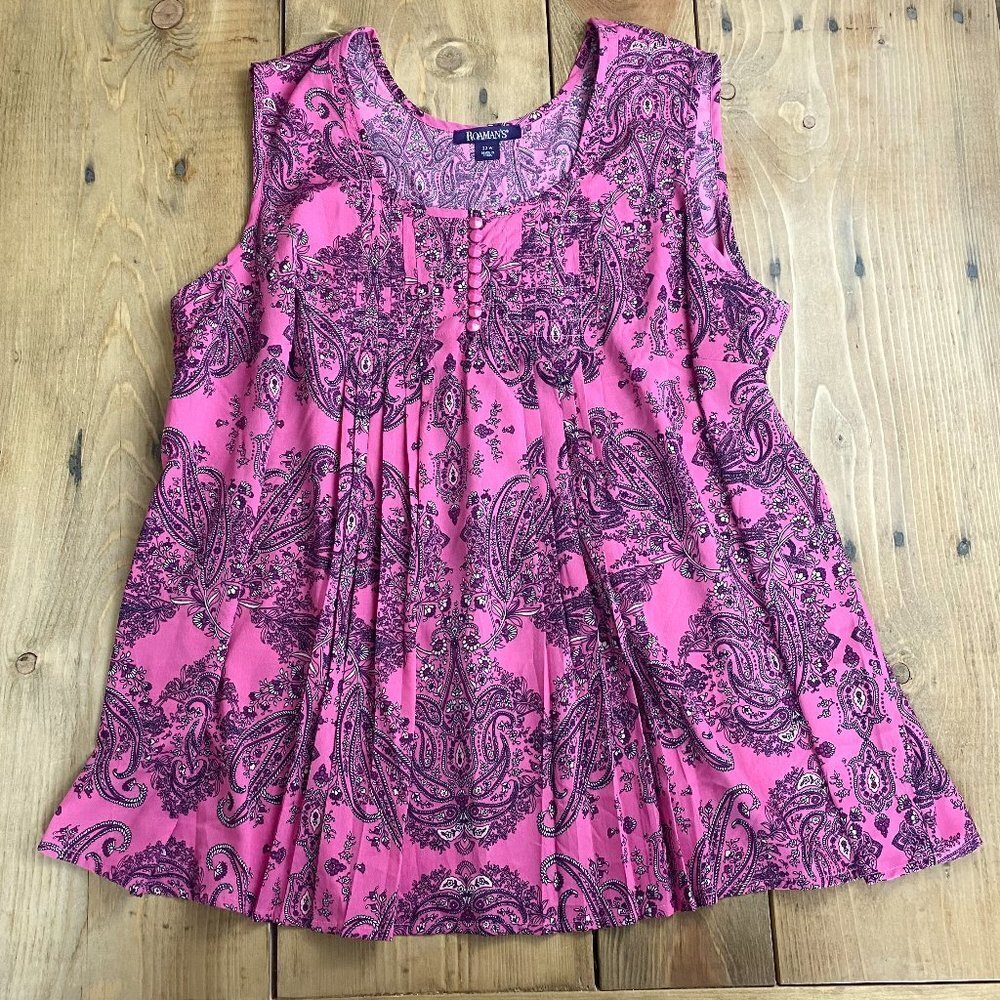 Roaman's Pink Paisley Tank‎ Top Swing Cute